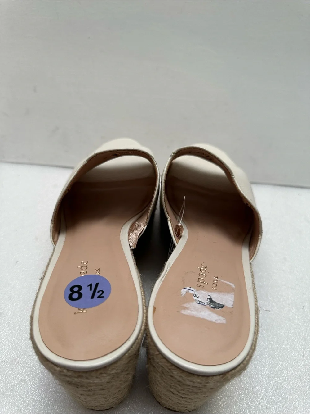 BRAND NEW Kate Spade 8.5 Tenley Espadrille Wedge Leather Sandals mules $120 MSRP